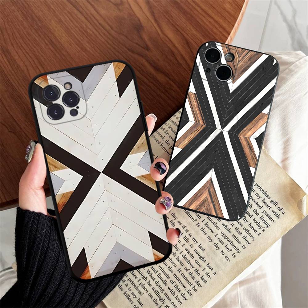 Vintage Floral Pattern Soft Case - Casing Telepon dengan Motif Geometris Serat