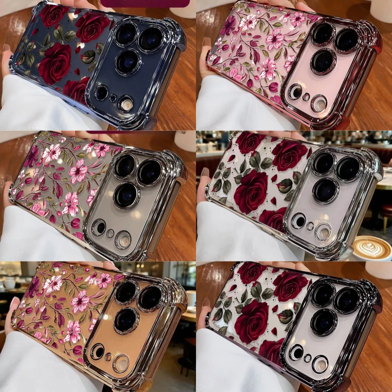 Casing Motif Bunga Merah Vinta - Vintage Floral Pattern Soft Case ulasan dan harga